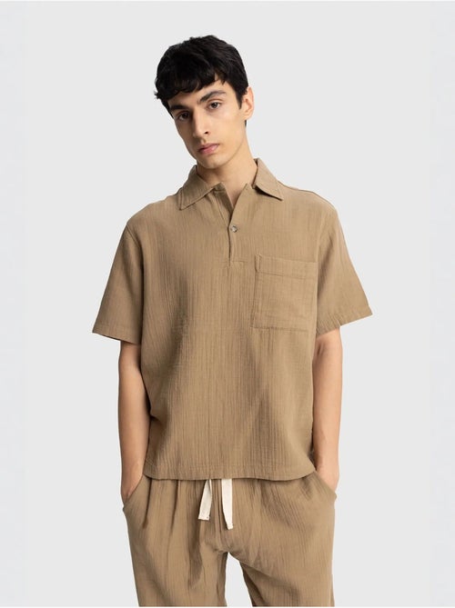 Camisa de hombre de algodón de manga corta de ajuste relajado giesto - Kiabi Camisa de hombre de algodón de manga corta de ajuste relajado giesto - Kiabi