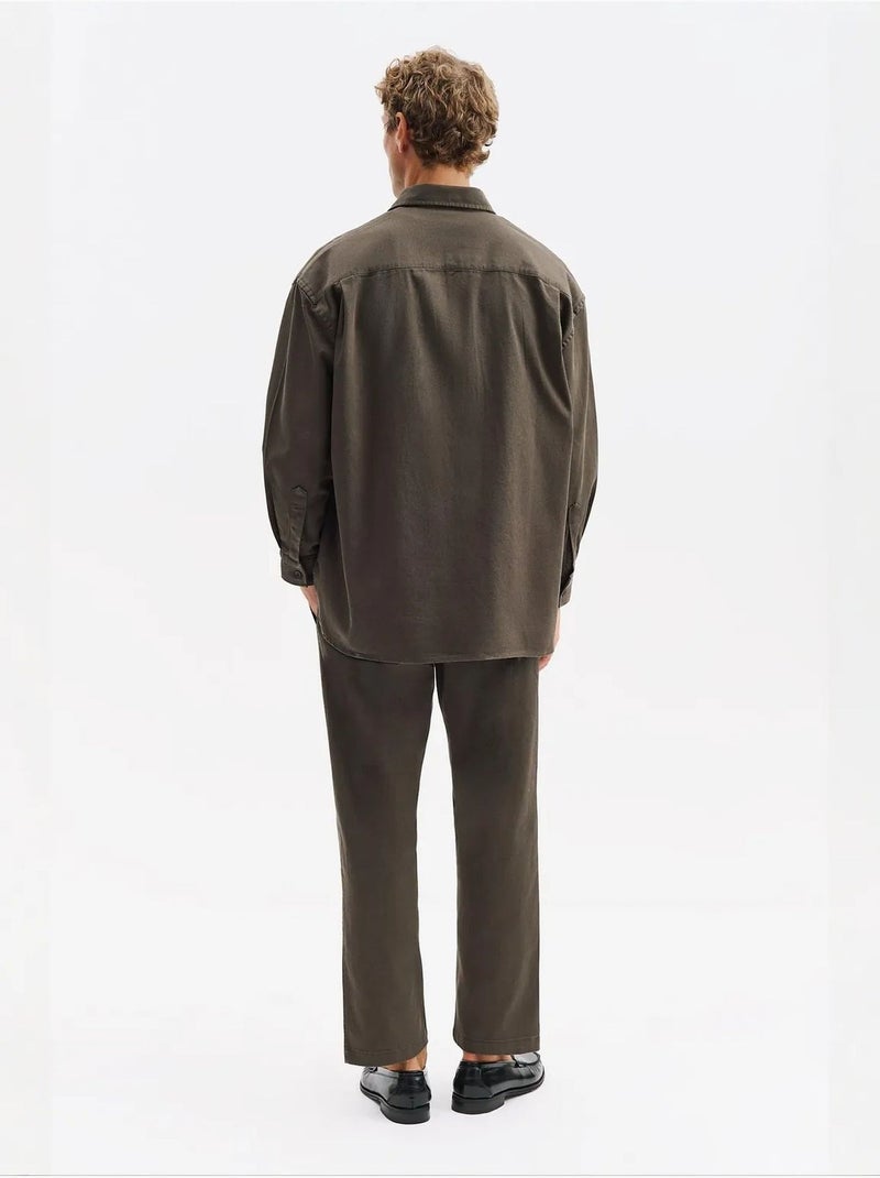 Camisa de hombre de algodón-lycra giesto Verde caqui - Kiabi