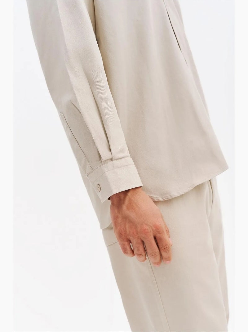 Camisa de hombre de algodón y lycra giesto Beige arcilla - Kiabi