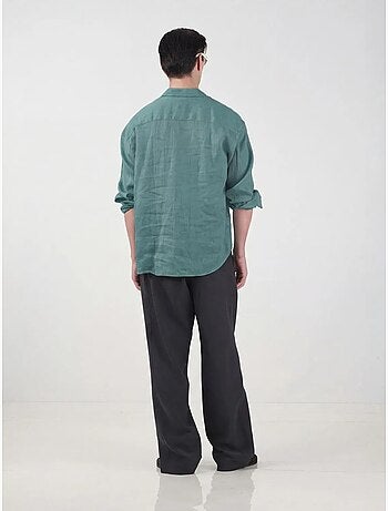 Camisa de hombre de manga larga de mezcla de lino oversize giesto