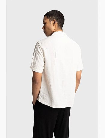 Camisa de hombre de popelín de algodón bordada de manga corta giesto