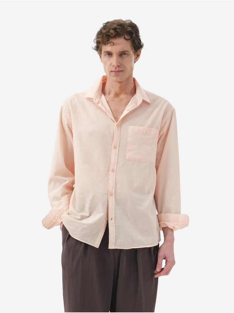 Camisa de hombre de popelina de algodón de ajuste normal giesto Beige natural - Kiabi