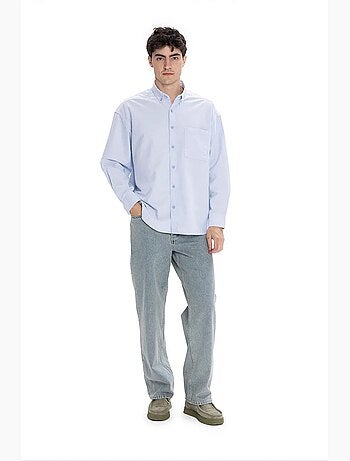 Camisa de hombre de popelina de algodón texturizada giesto