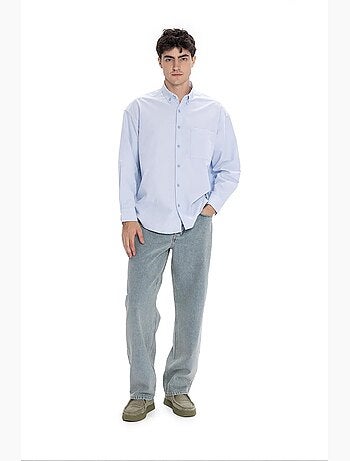 Camisa de hombre de popelina de algodón texturizada giesto