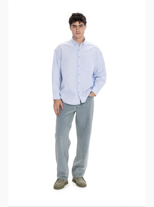 Camisa de hombre de popelina de algodón texturizada giesto - Kiabi Camisa de hombre de popelina de algodón texturizada giesto - Kiabi