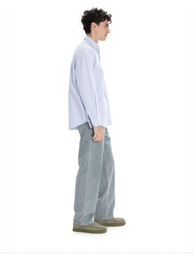Camisa de hombre de popelina de algodón texturizada giesto Azul cielo - Kiabi
