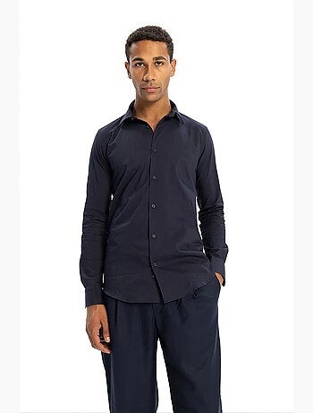 Camisa de hombre slim fit de popelina de algodón giesto