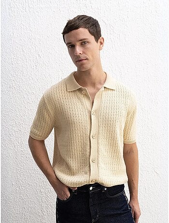 Camisa de jacquard con botones y textura giesto