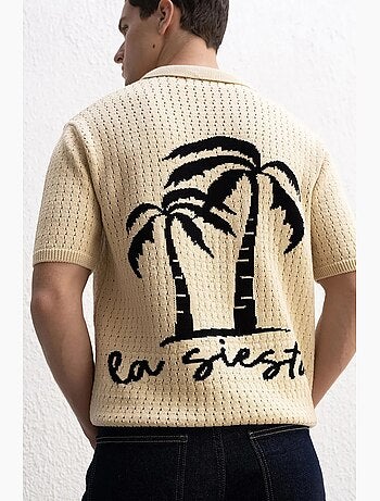Camisa de jacquard con botones y textura giesto