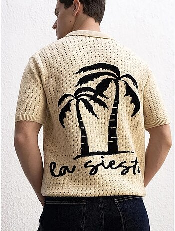 Camisa de jacquard con botones y textura giesto