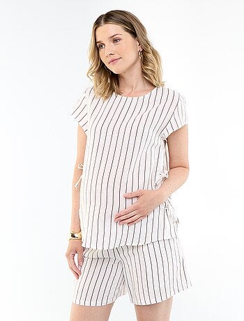 Camisa de lactancia de lino mezclado