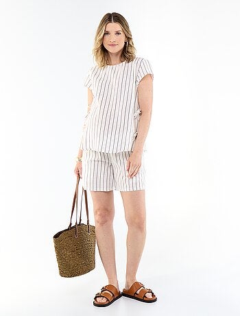 Camisa de lactancia de lino mezclado