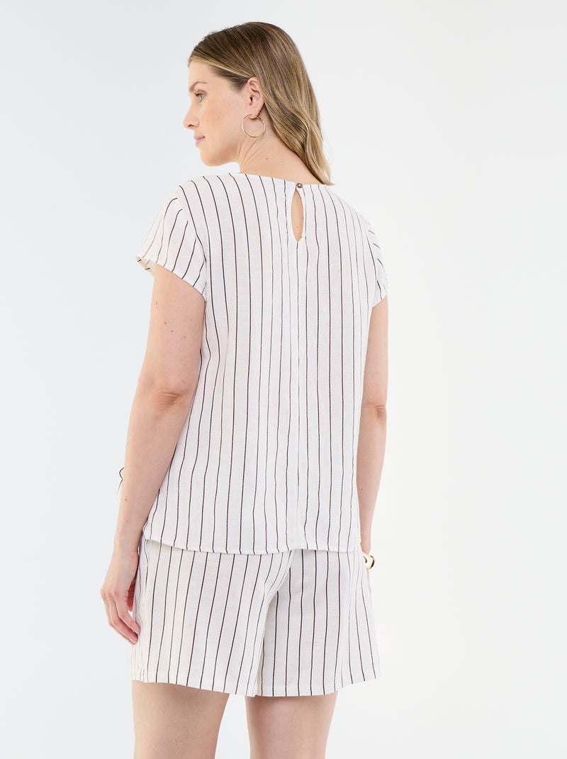 Camisa de lactancia de lino mezclado Blanco - Kiabi