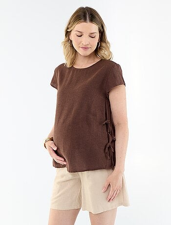Camisa de lactancia de lino mezclado