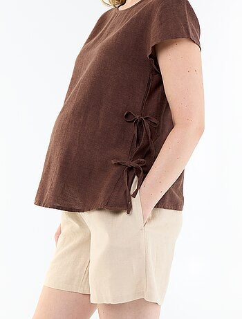 Camisa de lactancia de lino mezclado