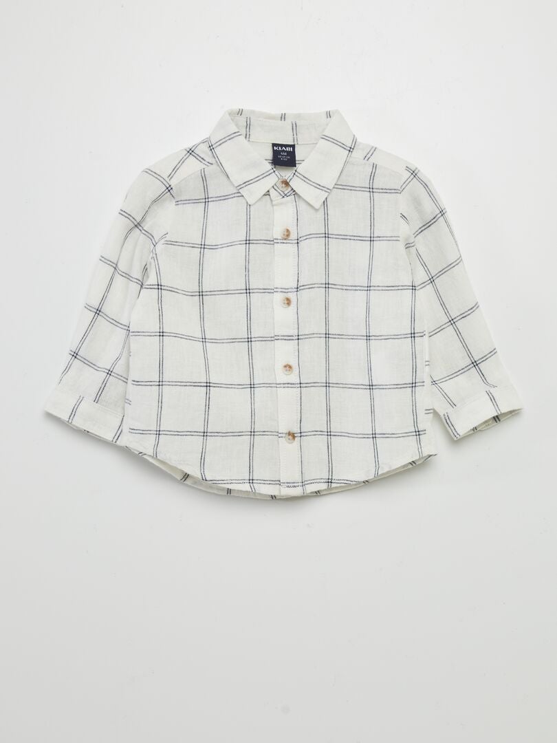 Camisa de lino a rayas BLANCO - Kiabi