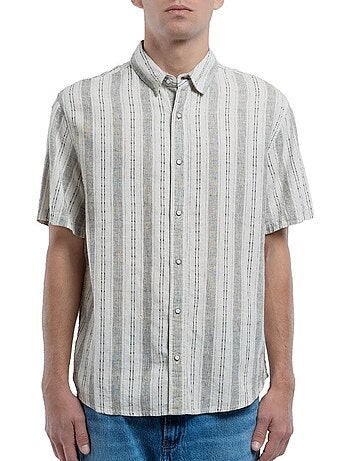 Camisa de lino a rayas para hombre Teddy Smith