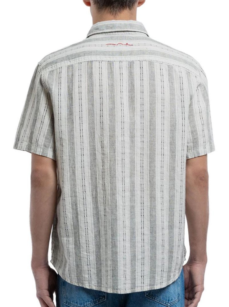 Camisa de lino a rayas para hombre teddy smith Blanco - Kiabi