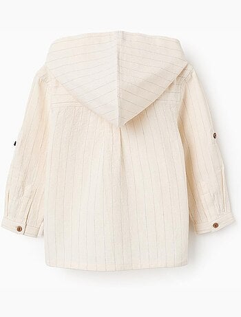 Camisa de lino a rayas y con capucha