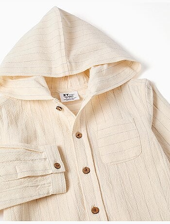 Camisa de lino a rayas y con capucha