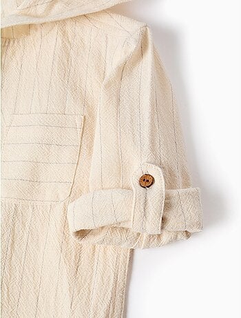 Camisa de lino a rayas y con capucha