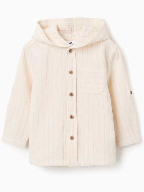 Camisa de lino a rayas y con capucha - Kiabi