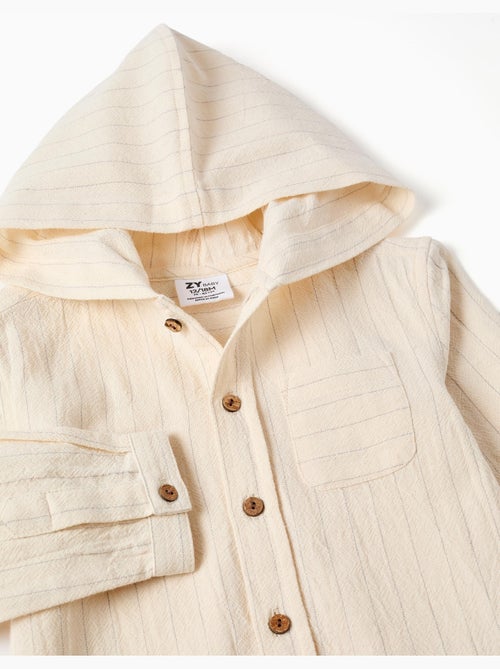 Camisa de lino a rayas y con capucha - Kiabi
