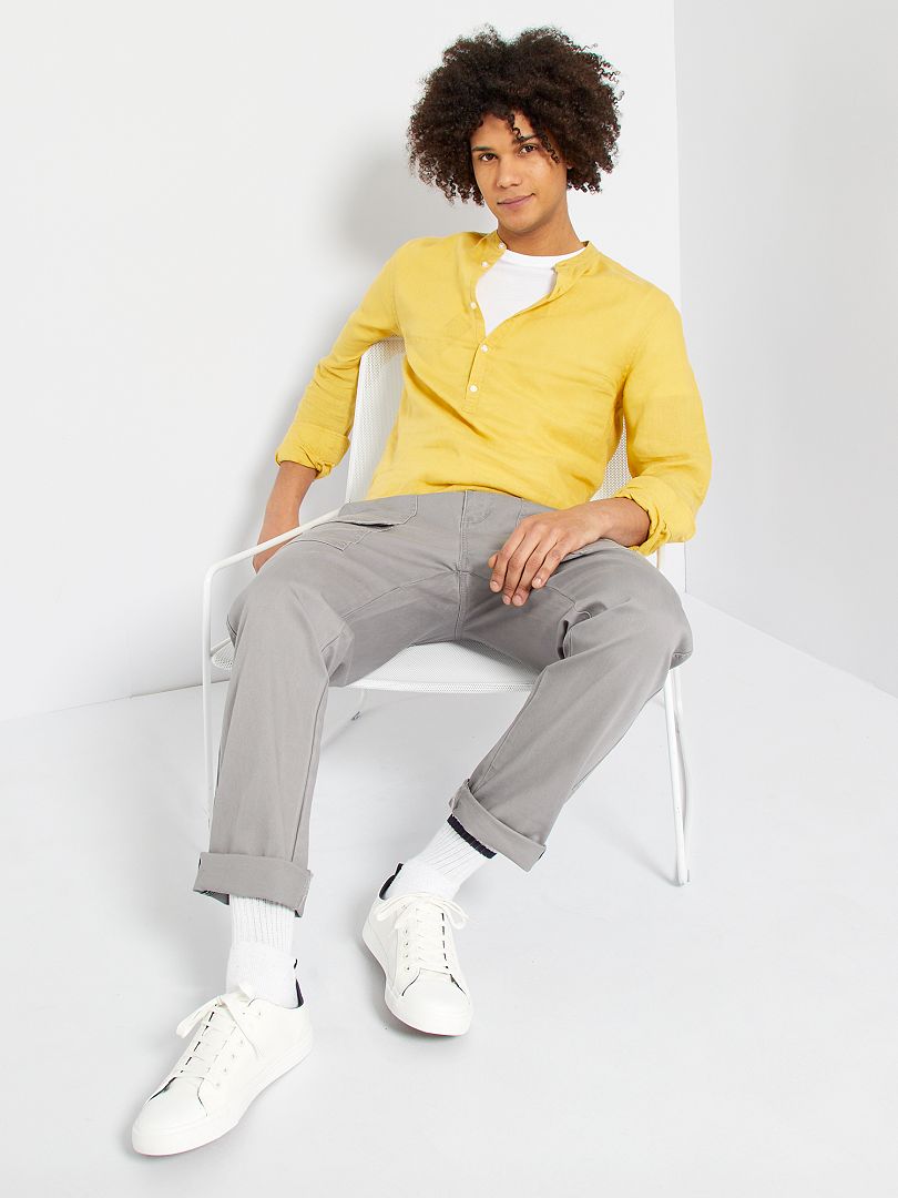 Camisa de lino amarillo anaranjado - Kiabi