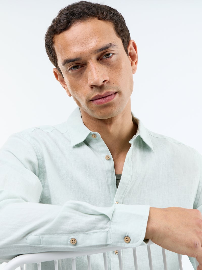 Camisa de lino Azul - Kiabi