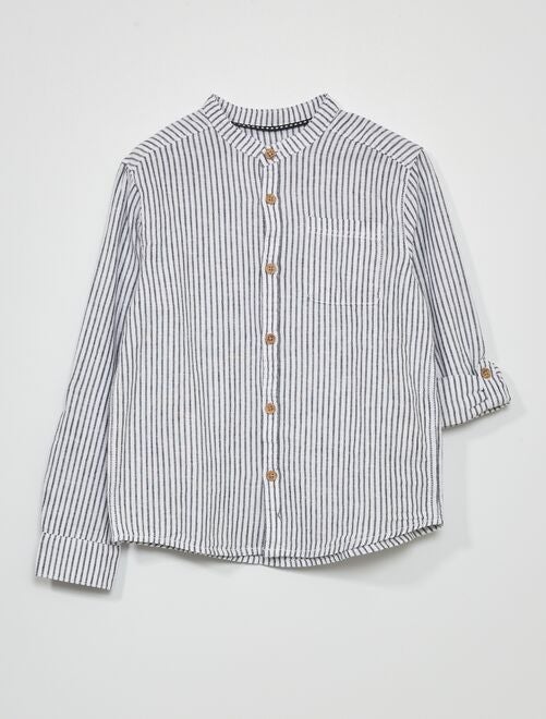 Camisa de lino con cuello mao - Kiabi