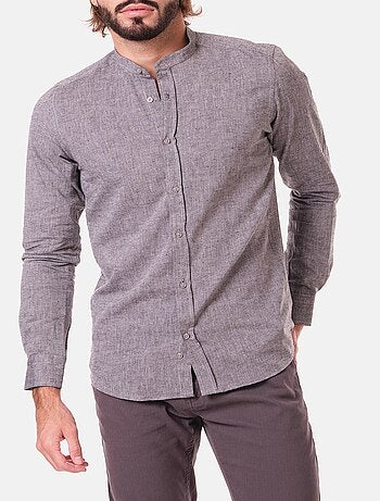 Camisa de lino con cuello mao