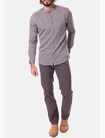 Camisa de lino con cuello mao