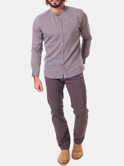 Camisa de lino con cuello mao - Kiabi