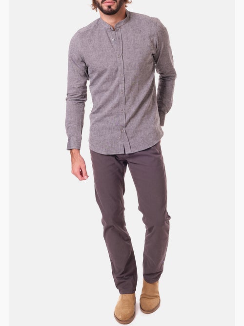 Camisa de lino con cuello mao - Kiabi