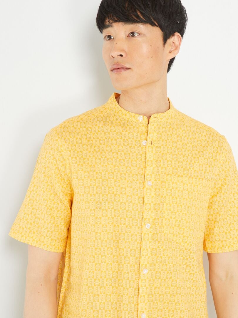 Camisa de lino con estampado AMARILLO - Kiabi