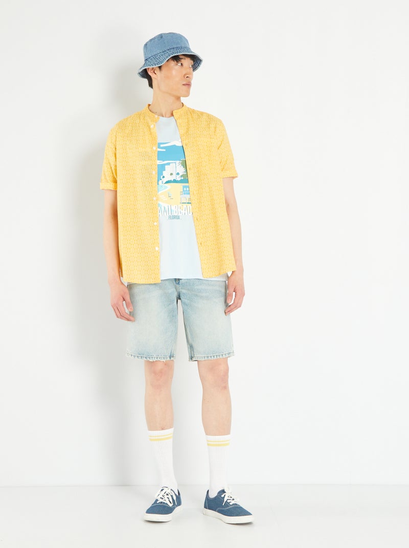 Camisa de lino con estampado AMARILLO - Kiabi