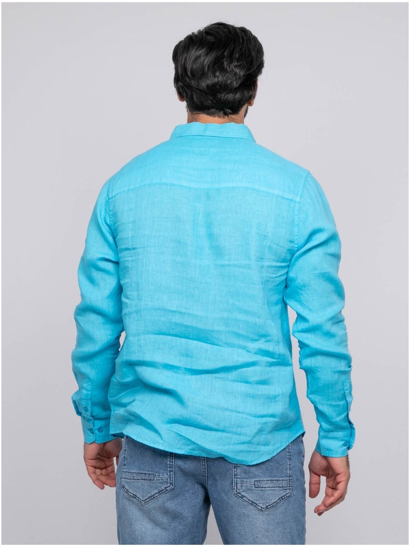Camisa de lino DALAMO Azul turquesa - Kiabi