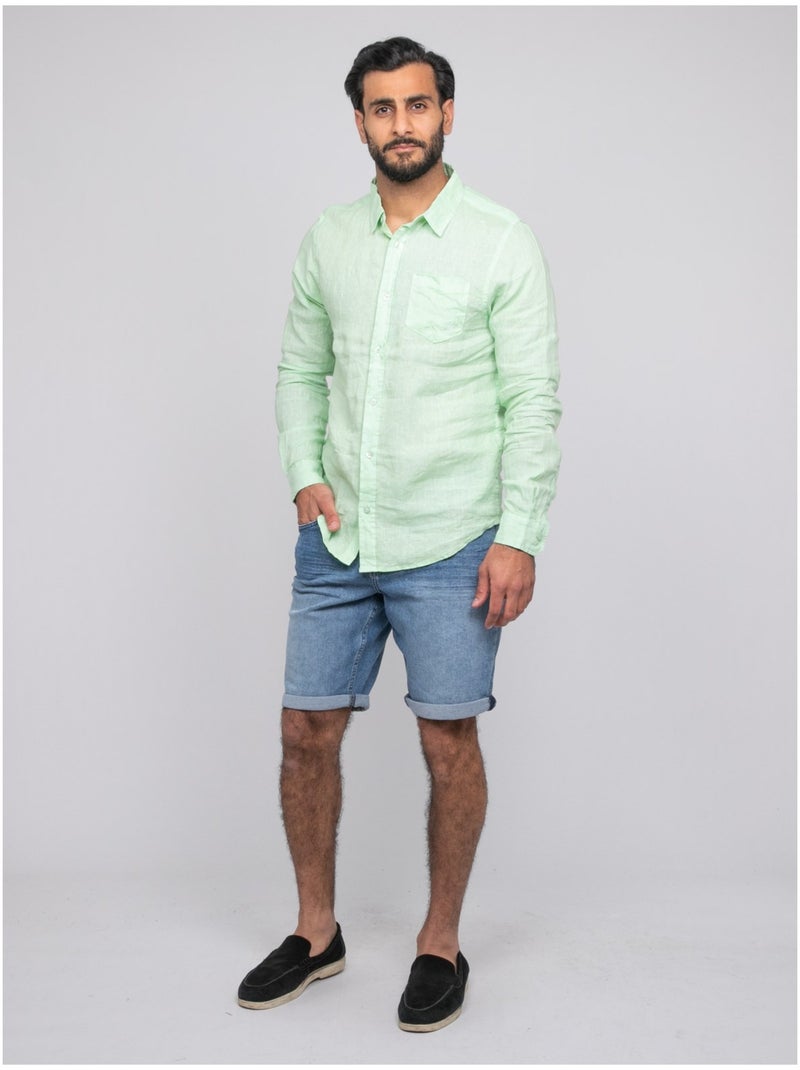 Camisa de lino DALAMO Verde - Kiabi