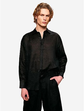 Camisa de lino de corte regular con cierre de botones giesto