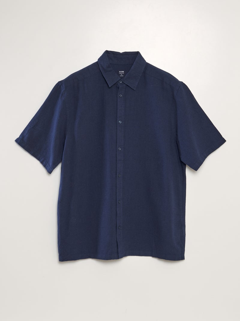 Camisa de lino de manga corta AZUL MARINO - Kiabi