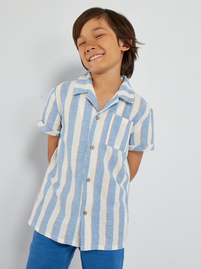 Camisa de lino de manga corta BLANCO - Kiabi