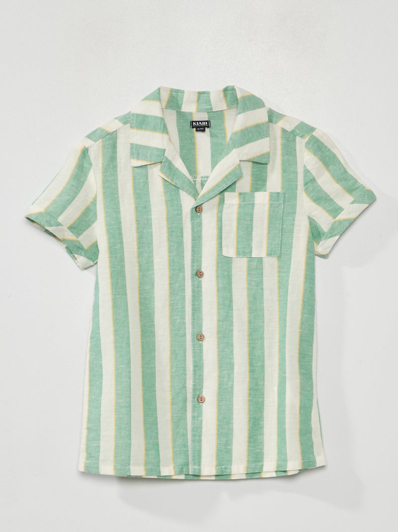 Camisa de lino de manga corta BLANCO - Kiabi
