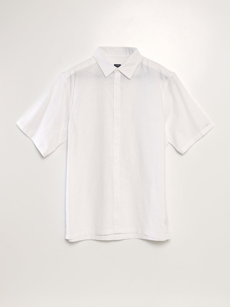 Camisa de lino de manga corta blanco - Kiabi