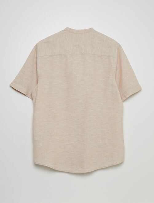 Camisa de lino de manga corta con cuello mao - Kiabi