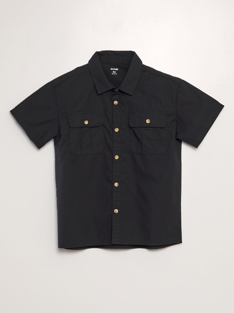Camisa de lino de manga corta negro - Kiabi