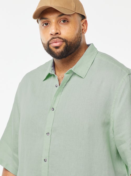 Camisa de lino de manga corta - Kiabi