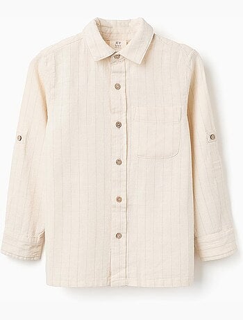 Camisa de lino de manga larga a rayas