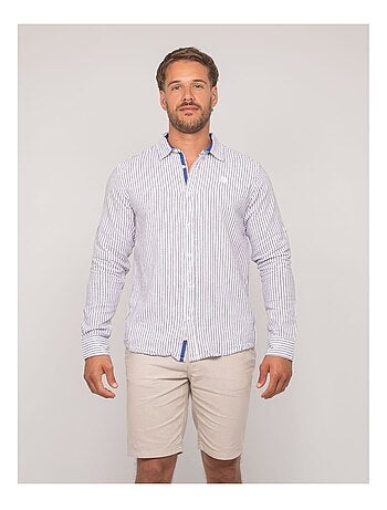Camisa de lino de manga larga a rayas DUPLAYA
