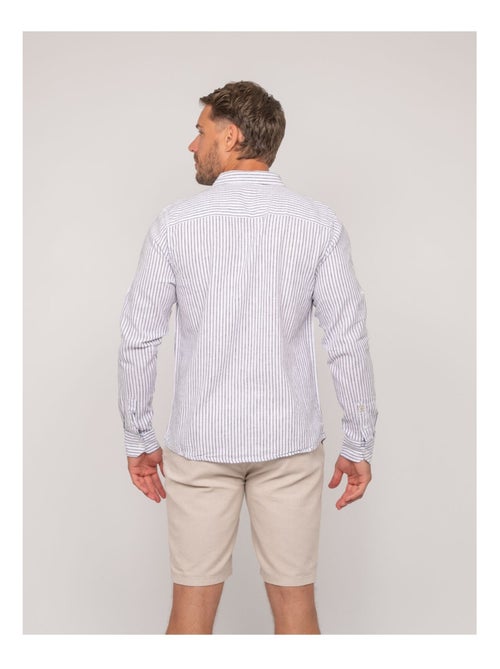 Camisa de lino de manga larga a rayas DUPLAYA - Kiabi Camisa de lino de manga larga a rayas DUPLAYA - Kiabi