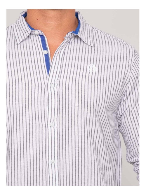 Camisa de lino de manga larga a rayas DUPLAYA - Kiabi Camisa de lino de manga larga a rayas DUPLAYA - Kiabi